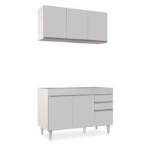 Kit Armário Aéreo e Balcão de Cozinha Lavanderia Dora sem Tampo Branco 120 cm L06 - D'Rossi