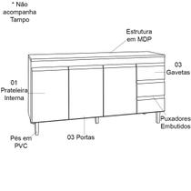 Kit Armário Aéreo e Balcão de Pia sem Tampo 160 cm Adriana Kit Armário Aéreo e Balcão de Pia sem Tampo 160 cm Adriana