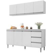 Kit Armário Aéreo E Balcão Para Pia Sem Tampo 150 Cm Adriana Branco