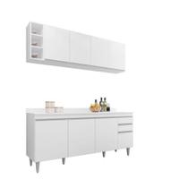 Kit Armário Aéreo Lavinia com Nicho e Balcão Ágatha 180cm C/ Tampo Branco - Vallisa Decor Kit Armário Aéreo Lavinia com Nicho e Balcão Ágatha 180cm C/ Tampo Branco - Vallisa Decor