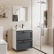 Kit Armario Banheiro Bancada Sintética Provençal 66 Grafite Kit Armario Banheiro Bancada Sintética Provençal 66 Grafite