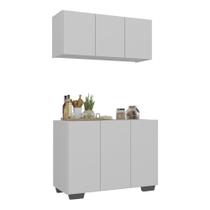 Kit Armário Cozinha Aéreo Balcão 3 Portas Mp2169 Branco/preto