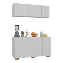 Kit Armário Cozinha Aéreo Balcão 4 Portas Mp2171 Branco/natural