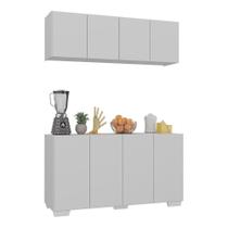 Kit Armário Cozinha Aéreo Balcão 4 Portas Mp2171 Branco/natural
