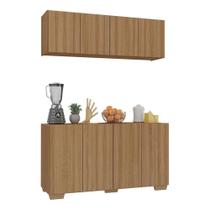 Kit Armário Cozinha Aéreo Balcão 4 Portas Mp2171 Rustic/natural