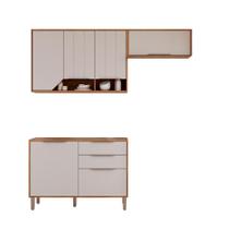 Kit Armário Cozinha Compacta Celeste 200cm 6 Portas e Balcão Kit Armário Cozinha Compacta Celeste 200cm 6 Portas e Balcão