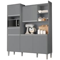 Kit Armário Cozinha Compacta Isabel 5 Portas Cinza AJL