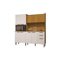 Kit Armário De Cozinha 10 Portas 2 Gavetas Jean Pés com Regulagem Cinamomo com Branco Acetinado Chf Móveis