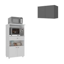Kit Armário De Cozinha 2 Portas Com Balcão Multiuso Multimóveis Mp2238 Branco-grafite Branco-grafite Kit Armário De Cozinha 2 Portas Com Balcão Multiuso Multimóveis Mp2238 Branco-grafite Branco-grafite