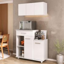 Kit Armário de Cozinha 93cm com Balcão Multiuso para Micro-ondas Multimóveis MP2282