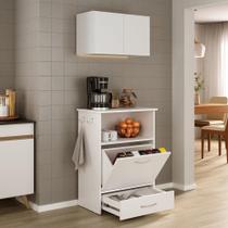 Kit Armário De Cozinha Aéreo 62,5cm Com Balcão Multiuso Multimóveis Mp5063 Branco