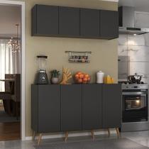 Kit Armário de Cozinha Aéreo e Balcão 4 Portas Retrô Multimóveis MP2170