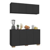Kit Armário De Cozinha Aéreo E Balcão Multimóveis Mp2171 Preto/natural Kit Armário De Cozinha Aéreo E Balcão Multimóveis Mp2171 Preto/natural