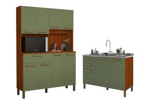 Kit Armario de Cozinha com Balcão Gabinete Gavetas 120cm