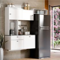 Kit Armário de Cozinha Compacto Lara Aéreo e Balcão com 2 Gavetas Nicho para Eletros MDF e MDP