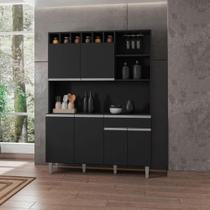 Kit Armário de Cozinha Completa 6 Portas Madri Preto Kit Armário de Cozinha Completa 6 Portas Madri Preto