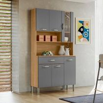 Kit Armário de Cozinha Completa Golden 6 Portas com Nichos Freijó Gris Kits Paraná