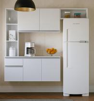 Kit Armário De Cozinha Completo Suspenso 163cm 5 Portas E 2 Gavetas Compacto Cor Branco Poquema