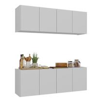 Kit Armário De Cozinha E Balcão 4 Portas Multimóveis Mp2161 Branco Branco Kit Armário De Cozinha E Balcão 4 Portas Multimóveis Mp2161 Branco Branco