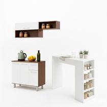 Kit Armário e Bancada Cozinha BRV Mel e Branco 4 Portas 1 Gaveta MDP Kit Armário e Bancada Cozinha BRV Mel e Branco 4 Portas 1 Gaveta MDP