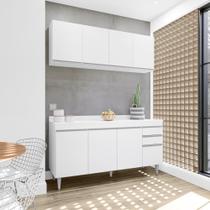 Kit Armário Lavinia e Balcão Lorena 160cm S/ Tampo Branco - Belliv Decor Kit Armário Lavinia e Balcão Lorena 160cm S/ Tampo Branco - Belliv Decor