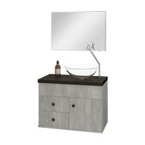 Kit Armário MDF para Banheiro Completo Luna 60 com Espelho e Cuba vidro