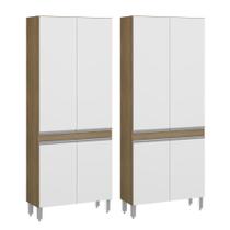 Kit Armário Paneleiro Multiuso Cozinha 4 Portas Menu Móveis Branco