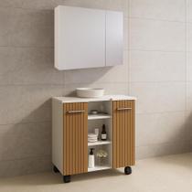 Kit Armário Suspenso Espelheira Klein e Gabinete Premium Para Banheiro - JM3 Móveis Kit Armário Suspenso Espelheira Klein e Gabinete Premium Para Banheiro - JM3 Móveis