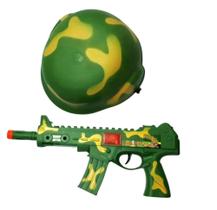 Kit Arminha Brinquedo Attack Com Capacete 32cm Cor verde camuflado