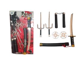 Kit Arminhas de Brinquedo Guerreiro Ninja Com Espada e Shuriken