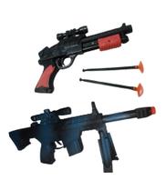 Kit Arminhas de Brinquedo Rifle Efeito Som + Pistola Lançador de Dardos
