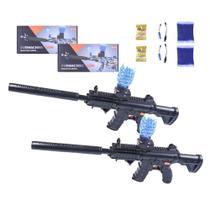 Kit Arminhas Elétrica Brinquedo Modelo M416 com Refil 5.000 Bolinhas de Gel com Silenciador Bateria Recarregável Carregador USB Modo Automático