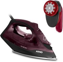Kit Arno Ferro a Vapor Ultragliss Vinho com Base Durilium Airglide e Papa Bolinhas e Fiapos Arno