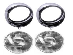 Kit aro farol + sealed beam mb 1111/1113 cromado 4 peças