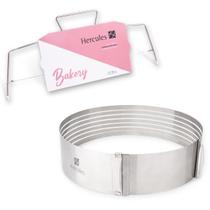 Kit Aro Fatiador e 1 Nivelador Cortador Hercules Bakery Aço Inoxidável Utensílios p/ Bolos Uso Profissional ou Domestica