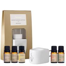 Kit Aromaterapia Difusor Elétrico Bivolt e 5 Óleo Essencial Via Aroma