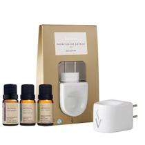 Kit Aromaterapia Difusor Elétrico e Óleo Essencial Via Aroma Lavanda, Tea Tree e Menta Piperita