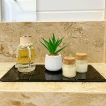 Kit Aromatico Com Velas e perfume Luxo com bandeja de vidro