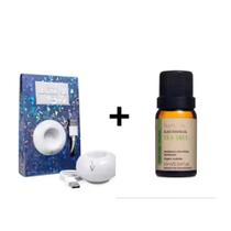 Kit Aromatizador De Ambientes Portátil Usb Com Led + Óleo Essencial de Tea Tree (Melaleuca) 10 ml - Via Aroma