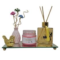 Kit Aromatizador Difusor com Vela, Difusor e Vaso 5 Peças