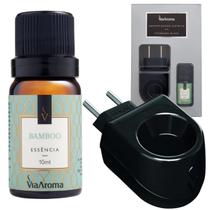 Kit Aromatizador Difusor Elétrico Com Essência Bamboo Via Aroma Standard Ambiente Casa