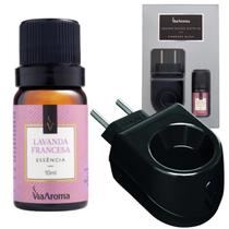 Kit Aromatizador Difusor Elétrico Com Essência Lavanda Francesa Via Aroma Standard Ambiente Casa