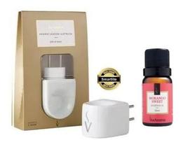 Kit Aromatizador Difusor Porcelana Via Aroma + Essência 10ml Madeira Nobre - Lavanda - Alecrim