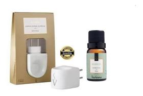 Kit Aromatizador Difusor Porcelana Via Aroma + Essência 10ml Madeira Nobre - Lavanda - Alecrim