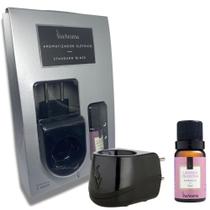 Kit Aromatizador Elétrico Difusor Preto Via Aroma Bivolt + 1 Essência Lavanda Francesa - Via Aroma