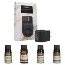 Kit Aromatizador Elétrico Matte Black Via Aroma e 4 Óleos Essenciais