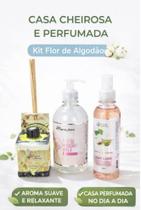 Kit Aromatizador Flor de Algodão Completo Difusor Perfume de Ambiente Sabonete Líquido Kit Aromatizador Flor de Algodão Completo Difusor Perfume de Ambiente Sabonete Líquido