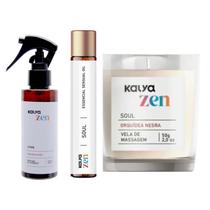 Kit Aromatizante de Ambiente Zen Home + Óleo Essencial + Vela de Massagem Zen Soul - Kalya Kit Aromatizante de Ambiente Zen Home + Óleo Essencial + Vela de Massagem Zen Soul - Kalya