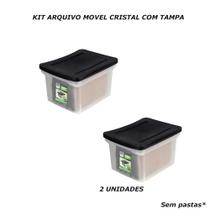 Kit arquivo movel pasta susp cristal largo com tampa 2un Kit arquivo movel pasta susp cristal largo com tampa 2un