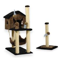 Kit Arranhador Sisal Gato Casa Casinha com Rede Com Poste Arranhador P Para Pets Animais De Estimação - MIU - Miupetz Store